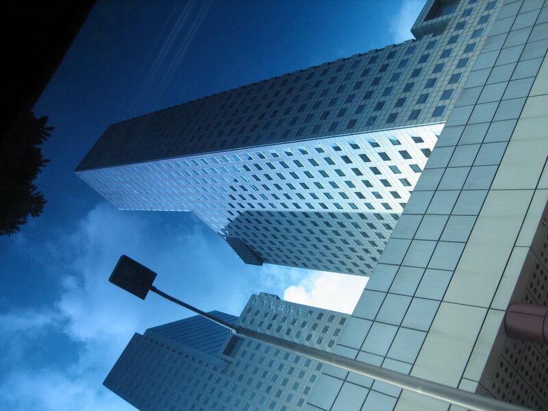 Tall Buildings in City — Blue