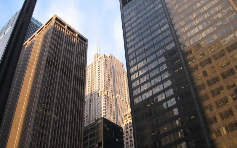 Tall Buildings in City — Brown, Dramatic, Afternoon
