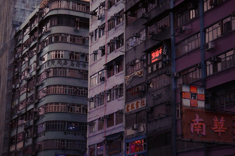 Tall Buildings in City — Purple