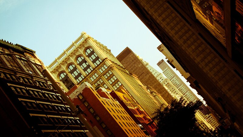 Tall Buildings in City — Yellow