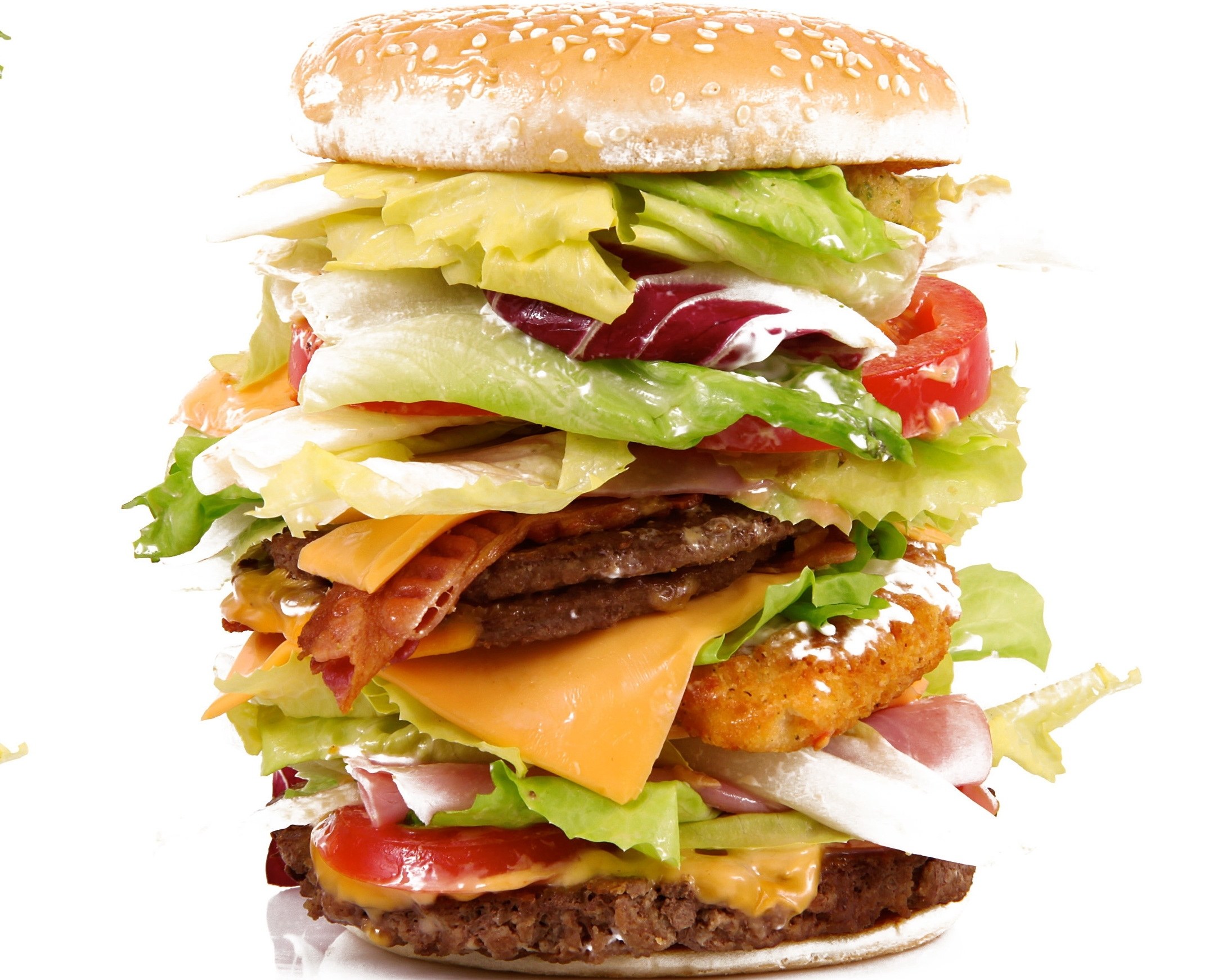 tall burger with multiple layers