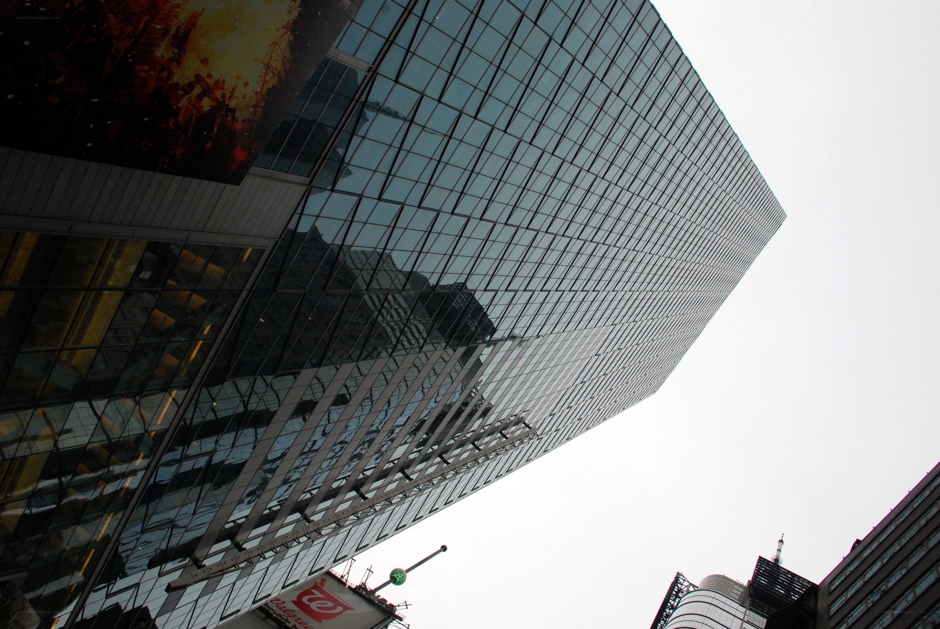 tall glass building in city