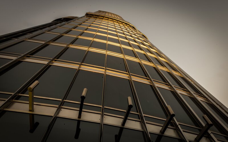 Tall Glass Skyscraper — Black, Dramatic