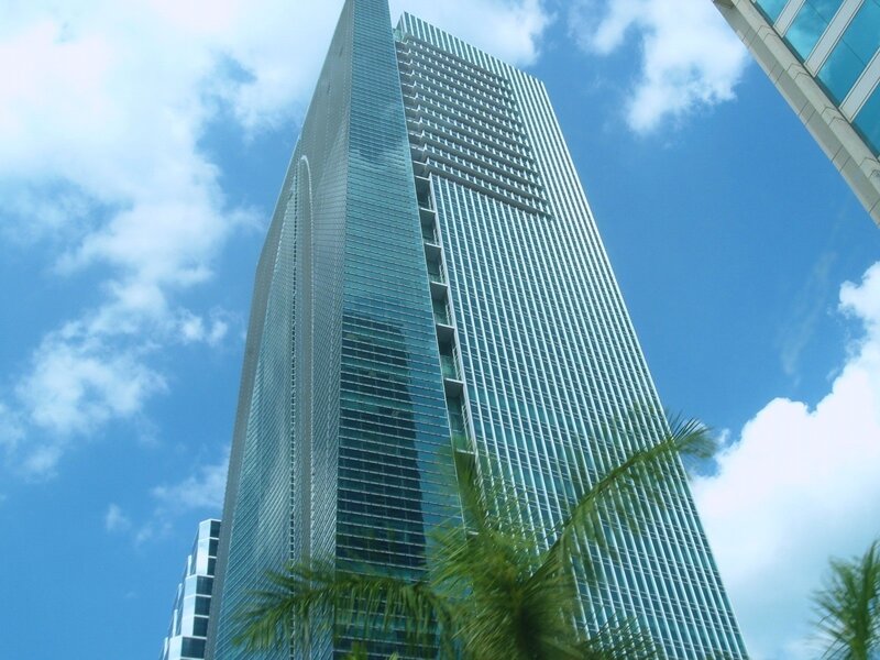 Tall Glass Skyscraper — Blue, Serene, Afternoon
