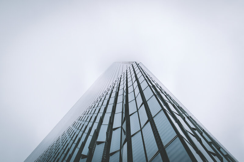 Tall Glass Skyscraper — Gray, Dramatic, Photograph