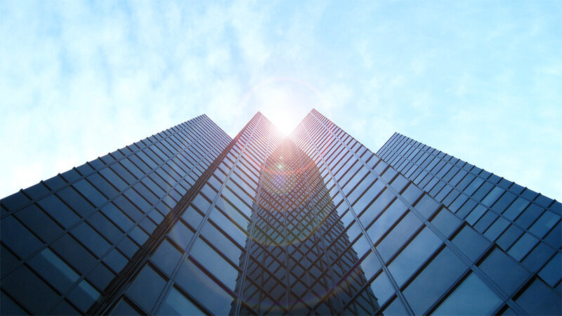 Tall Glass Skyscrapers — Blue