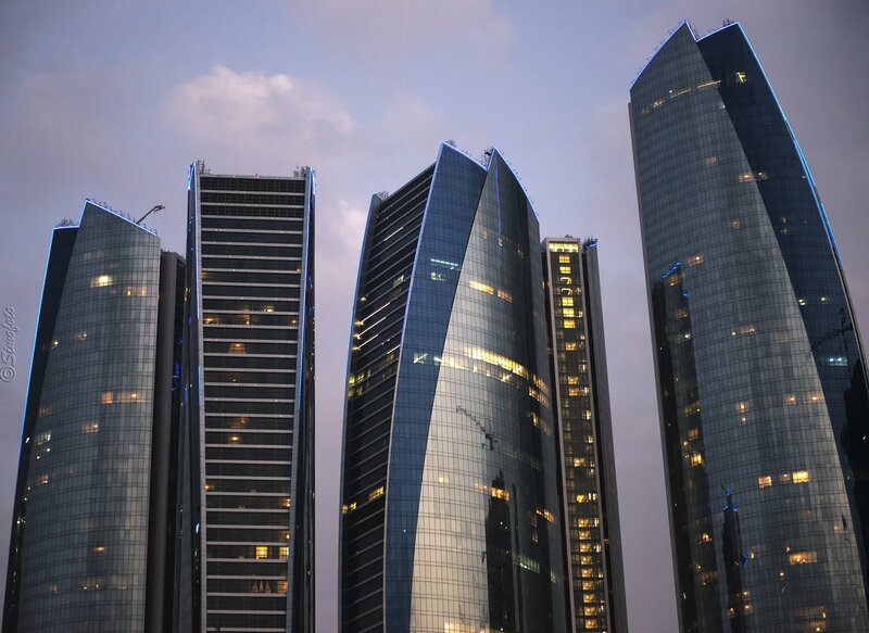 Tall Glass Skyscrapers — Gray, Dramatic