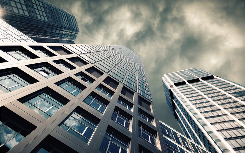 Tall Glass Skyscrapers — Gray