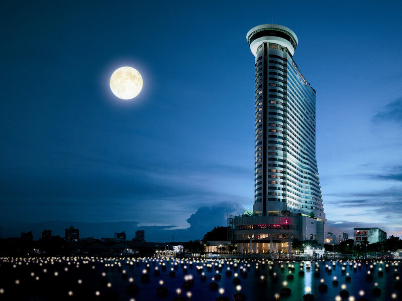 Tall Hotel Building — Blue, Serene