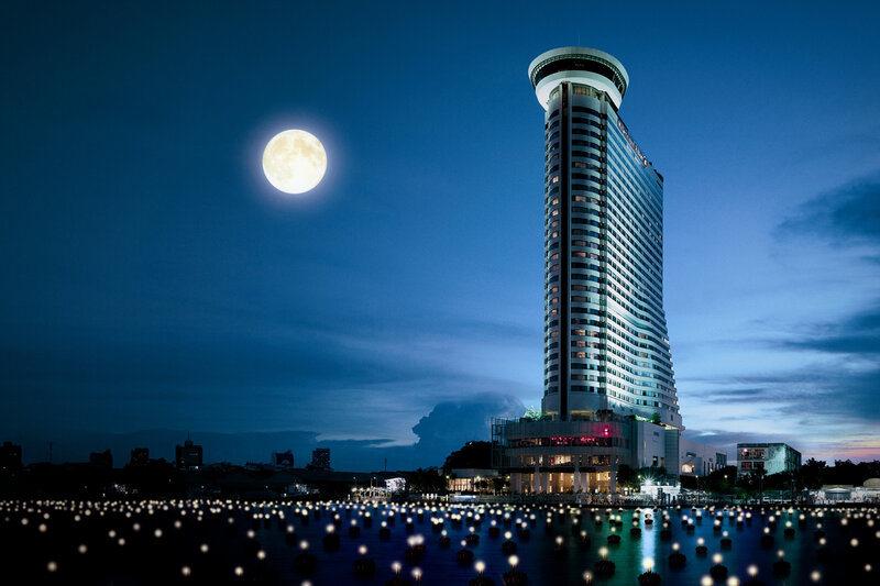 Tall Hotel Building — Blue