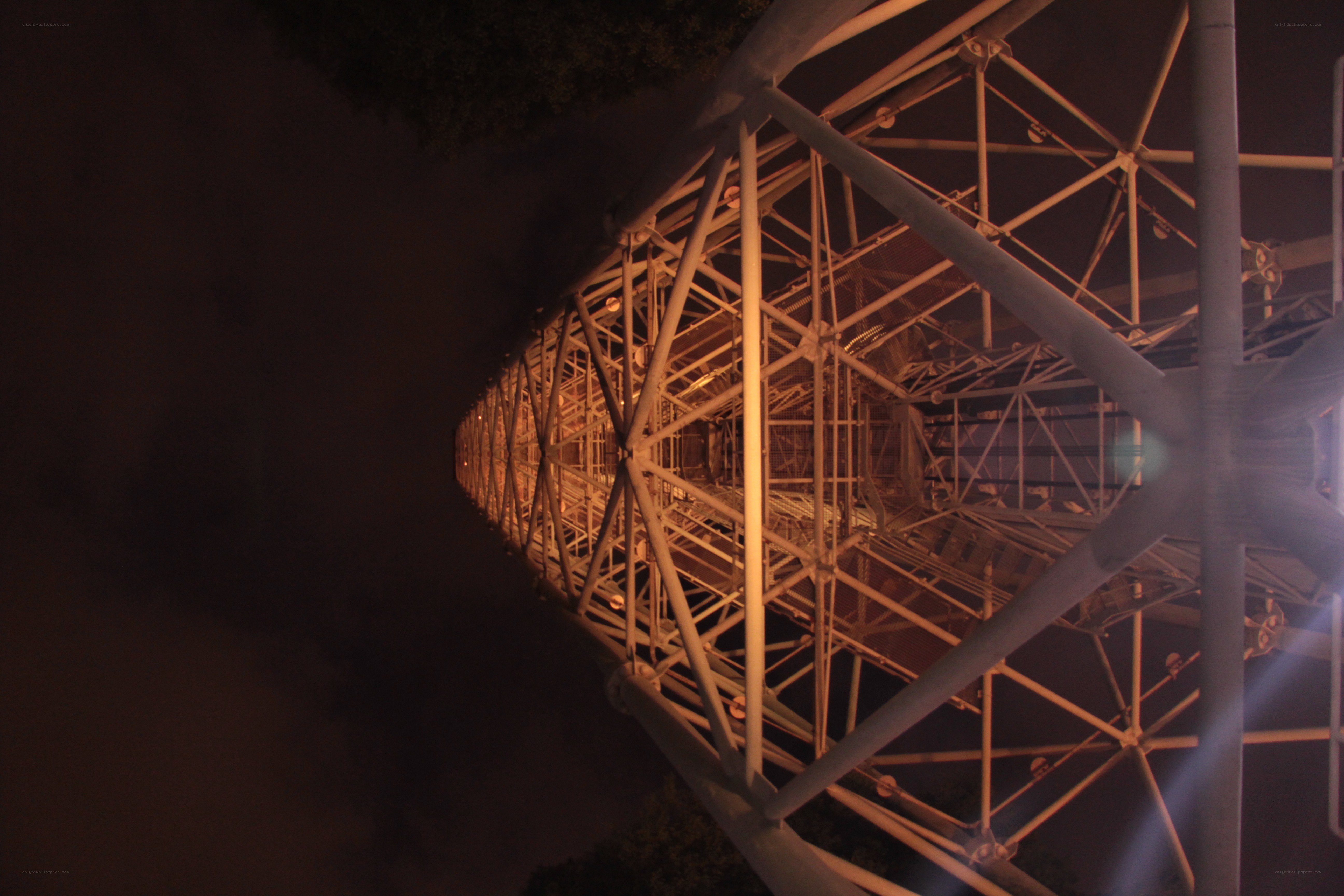 tall metal structure at night