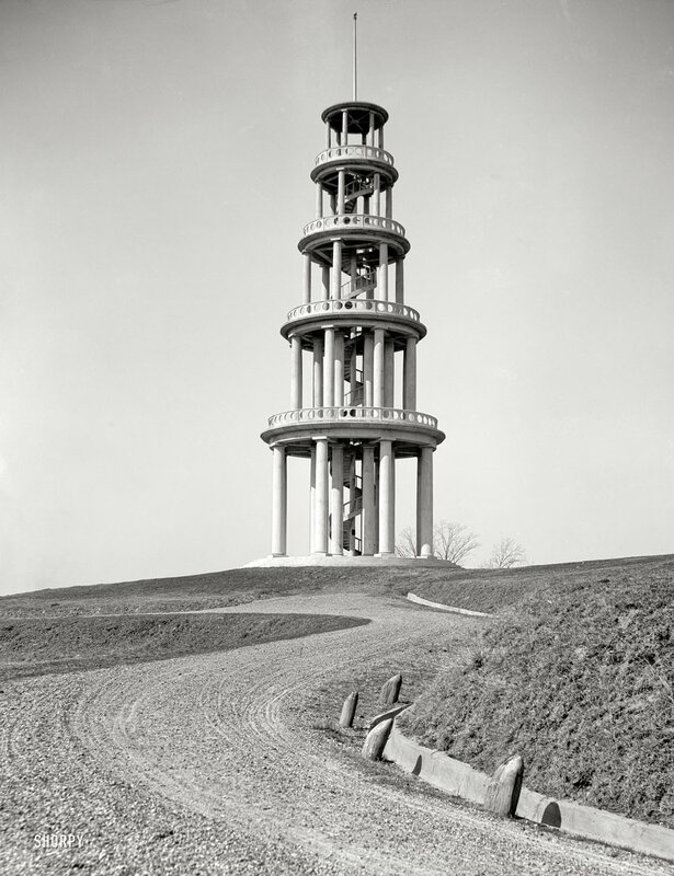 tall observation tower on hill