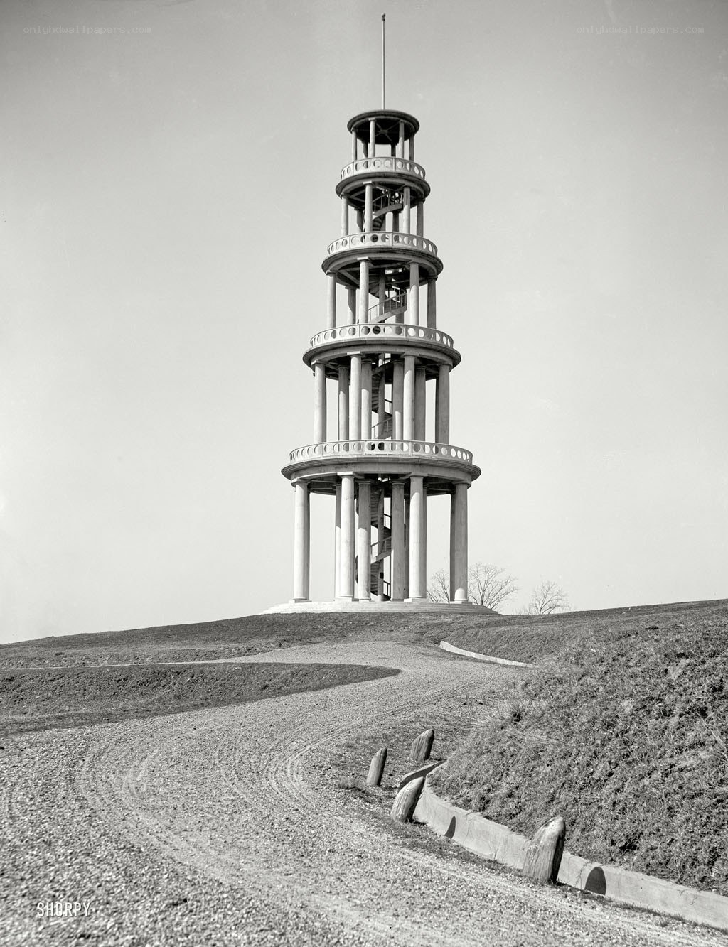 tall observation tower on hill