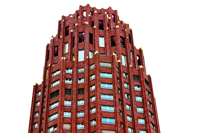 tall red brick building