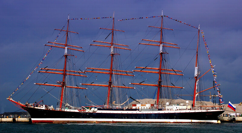 tall ship at port
