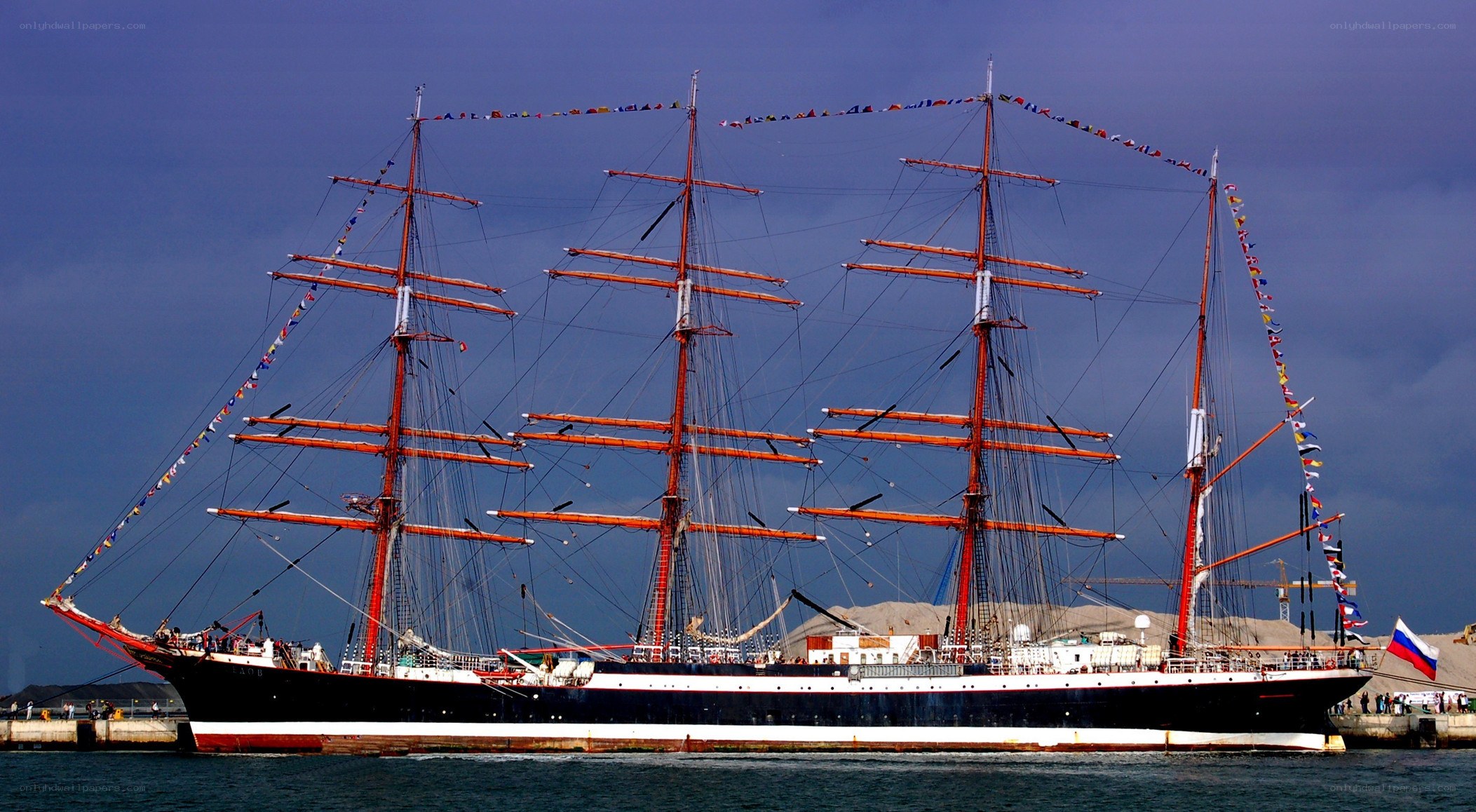 tall ship at port