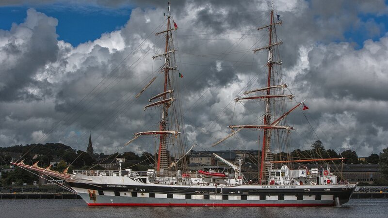 Tall ship in harbor