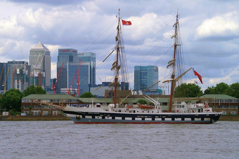 Tall ship in London harbor