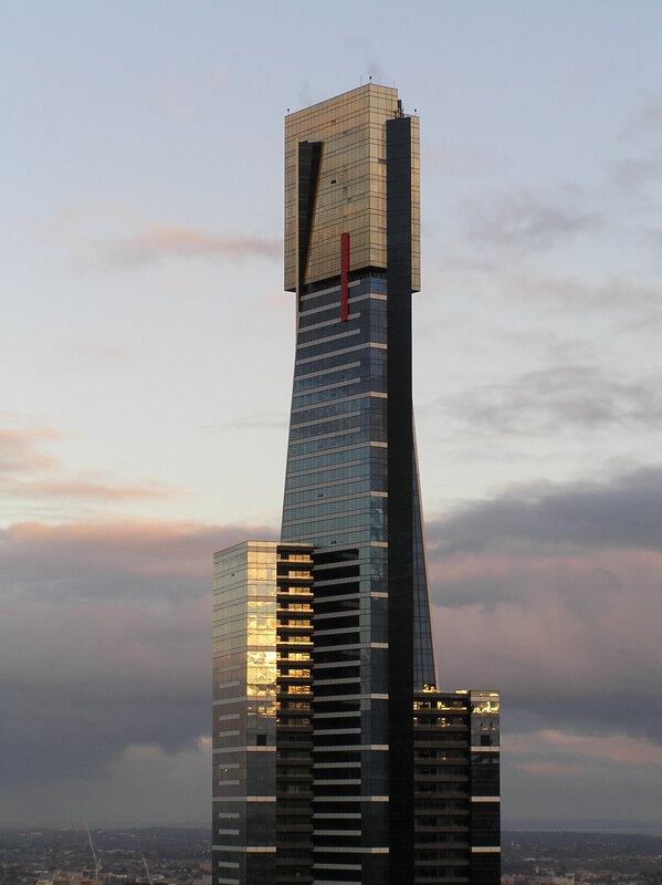 tall skyscraper at dusk