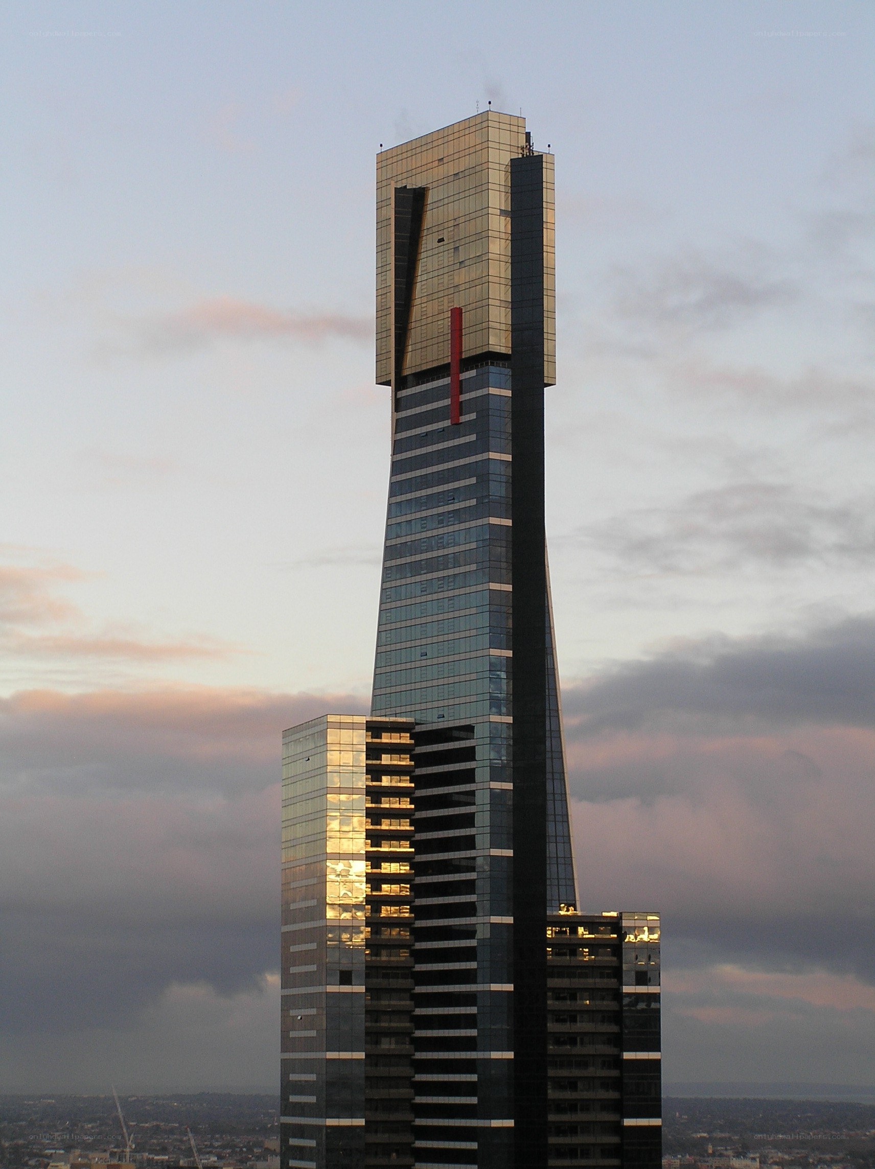 tall skyscraper at dusk