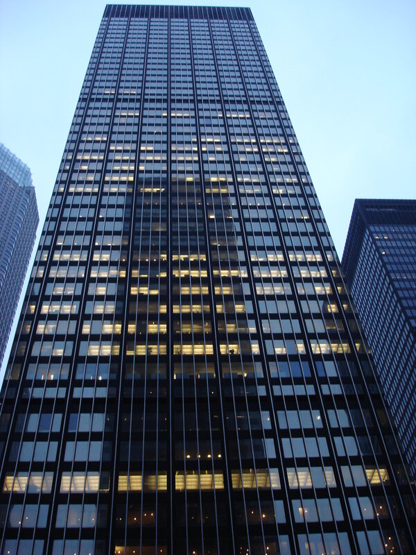 tall skyscraper at dusk