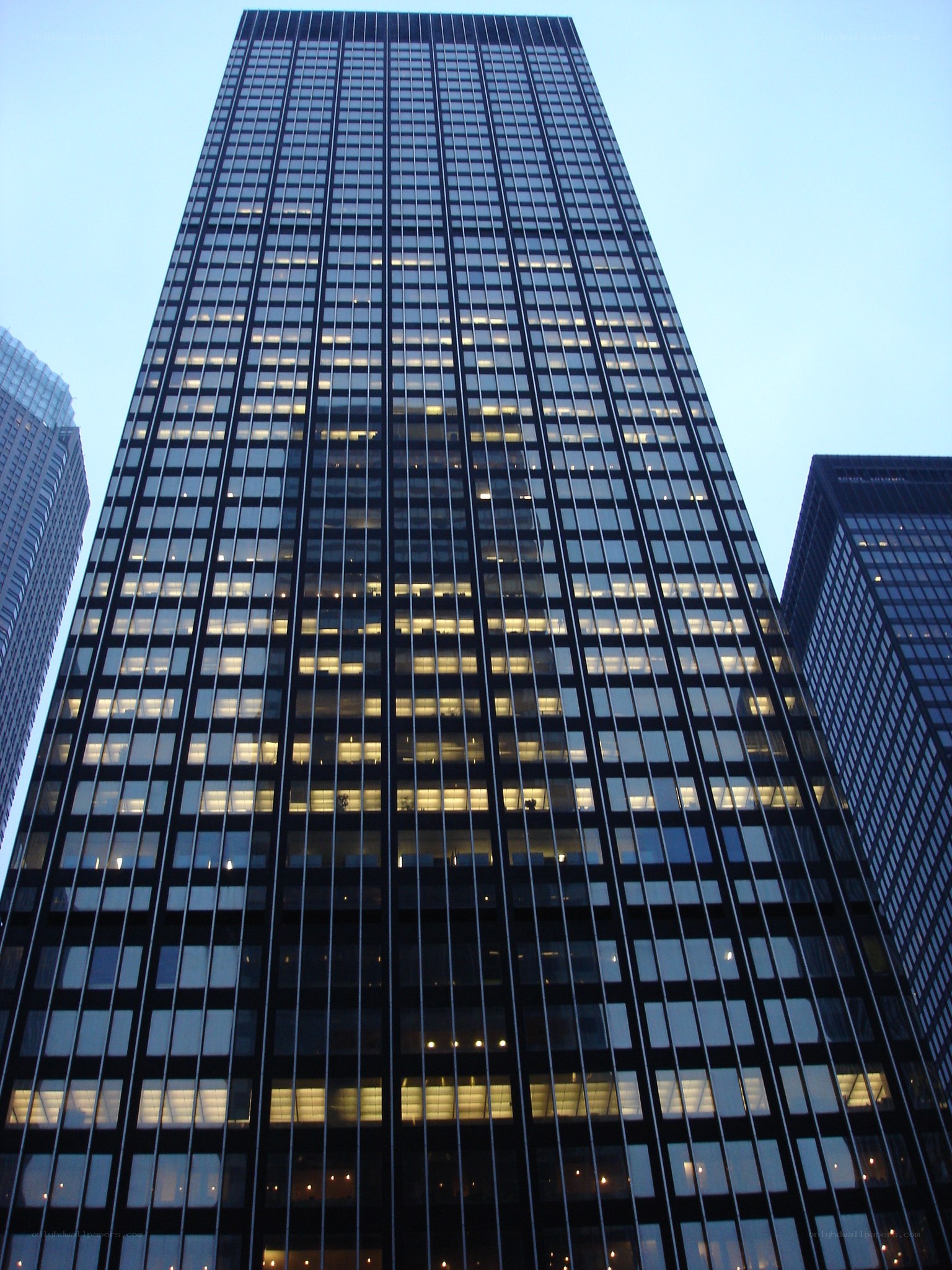 tall skyscraper at dusk