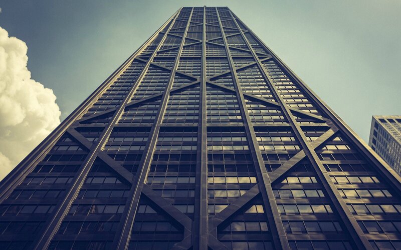 Tall Skyscraper Building — Blue, Dramatic