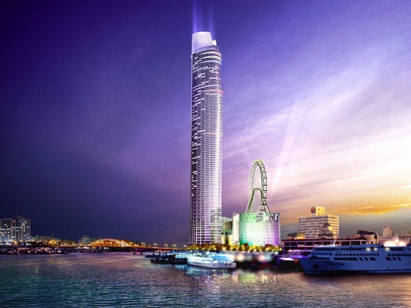 tall skyscraper by the water