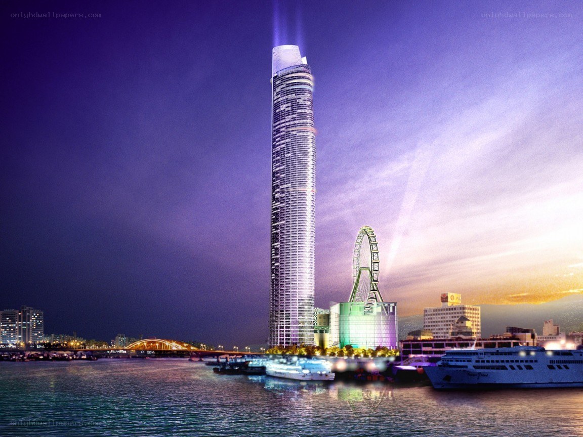 tall skyscraper by the water