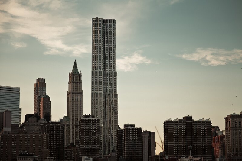Tall Skyscraper in City — Gray, Dramatic