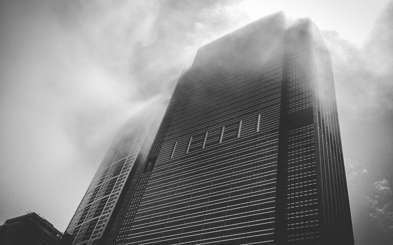 Tall Skyscraper in Fog — Black