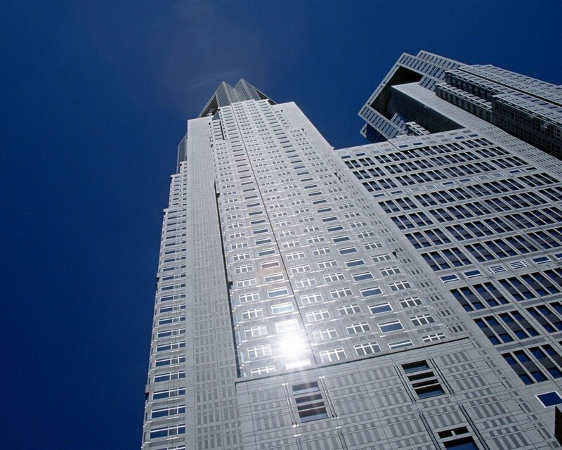 tall skyscrapers against blue sky