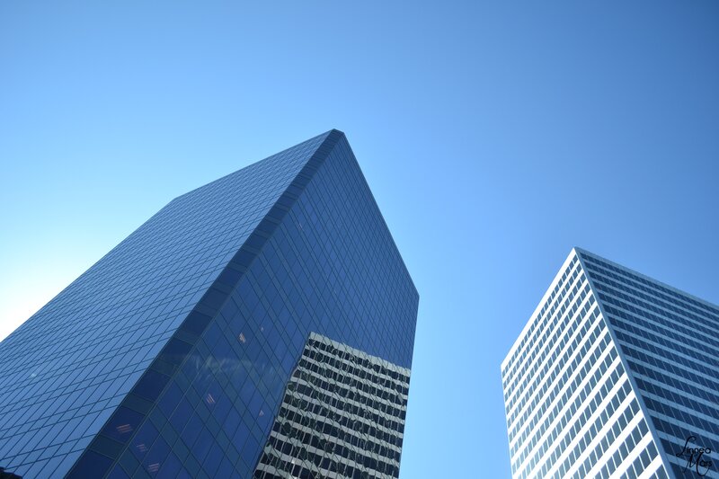 tall skyscrapers against blue sky
