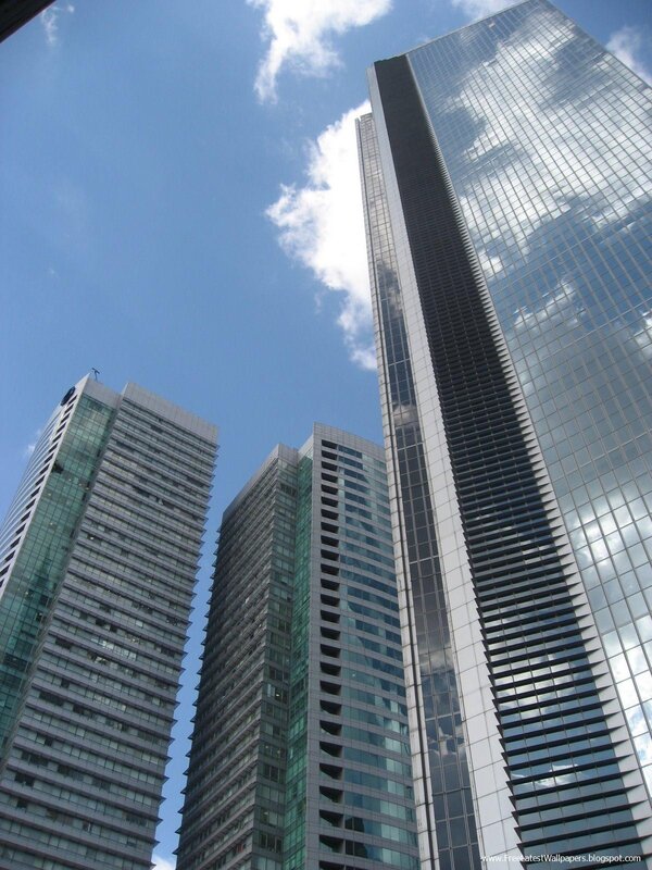 tall skyscrapers against blue sky