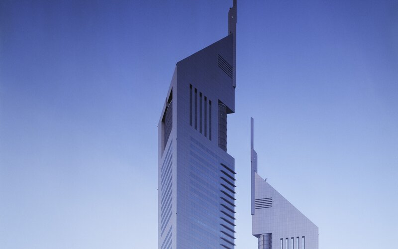 tall skyscrapers against blue sky
