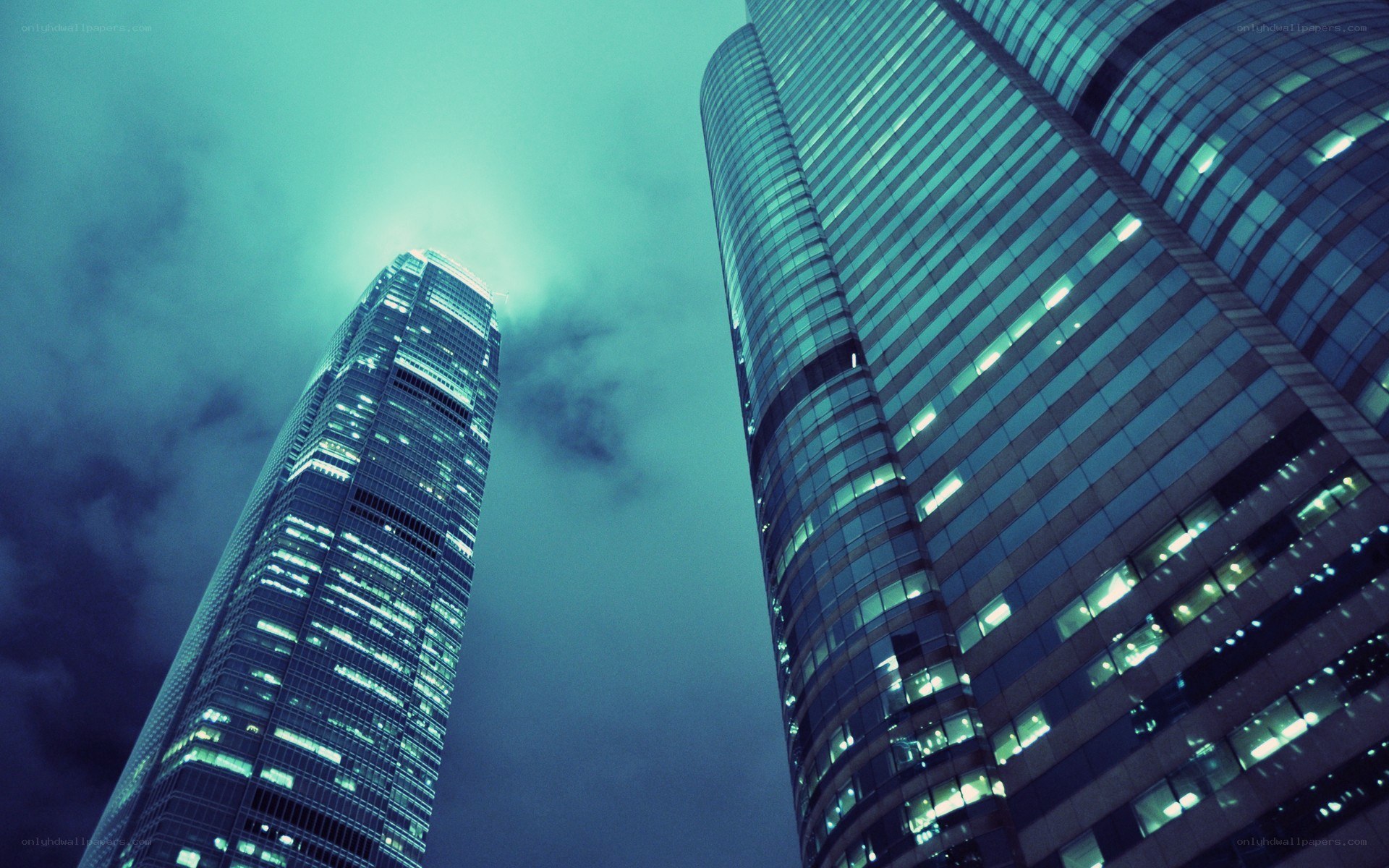 tall skyscrapers at night