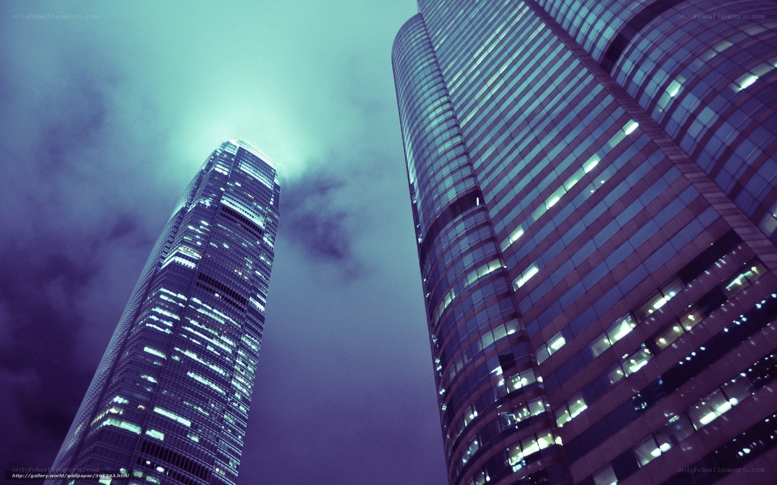 tall skyscrapers at night