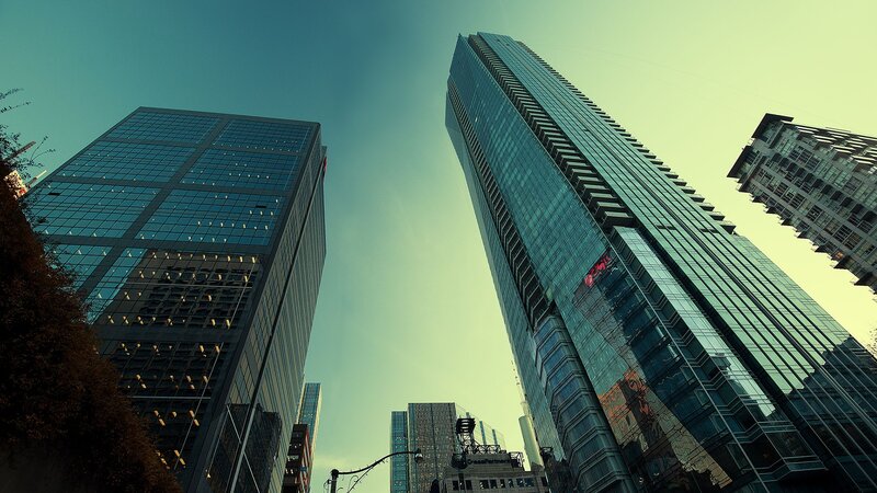 tall skyscrapers in a city