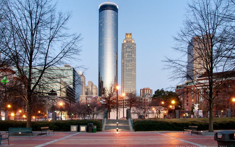 Tall Skyscrapers in City — Blue