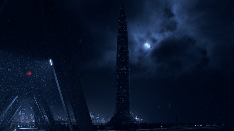 Tall Spire at Night