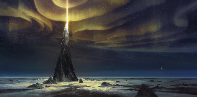Tall Spire in Snowy Landscape