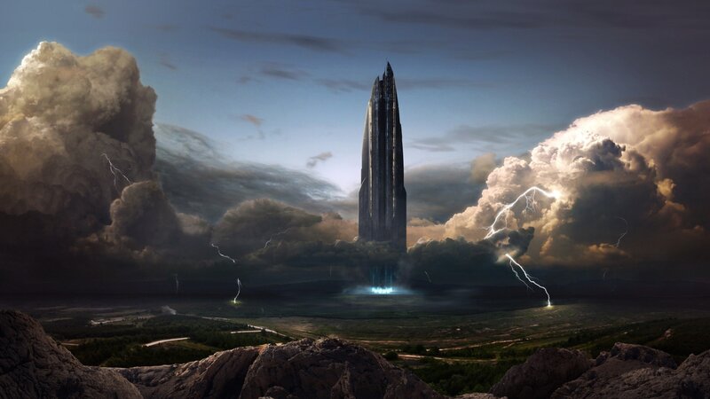 Tall Spire in Storm