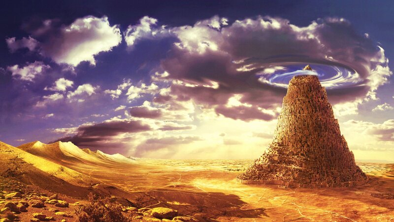 Tall Stone Tower — Brown, Dramatic, Sunset