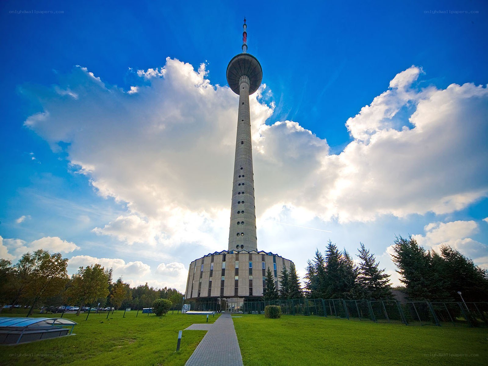 Tall tower against blue sky