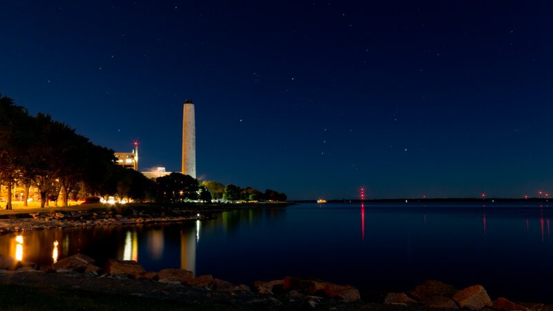 Tall Tower at Night