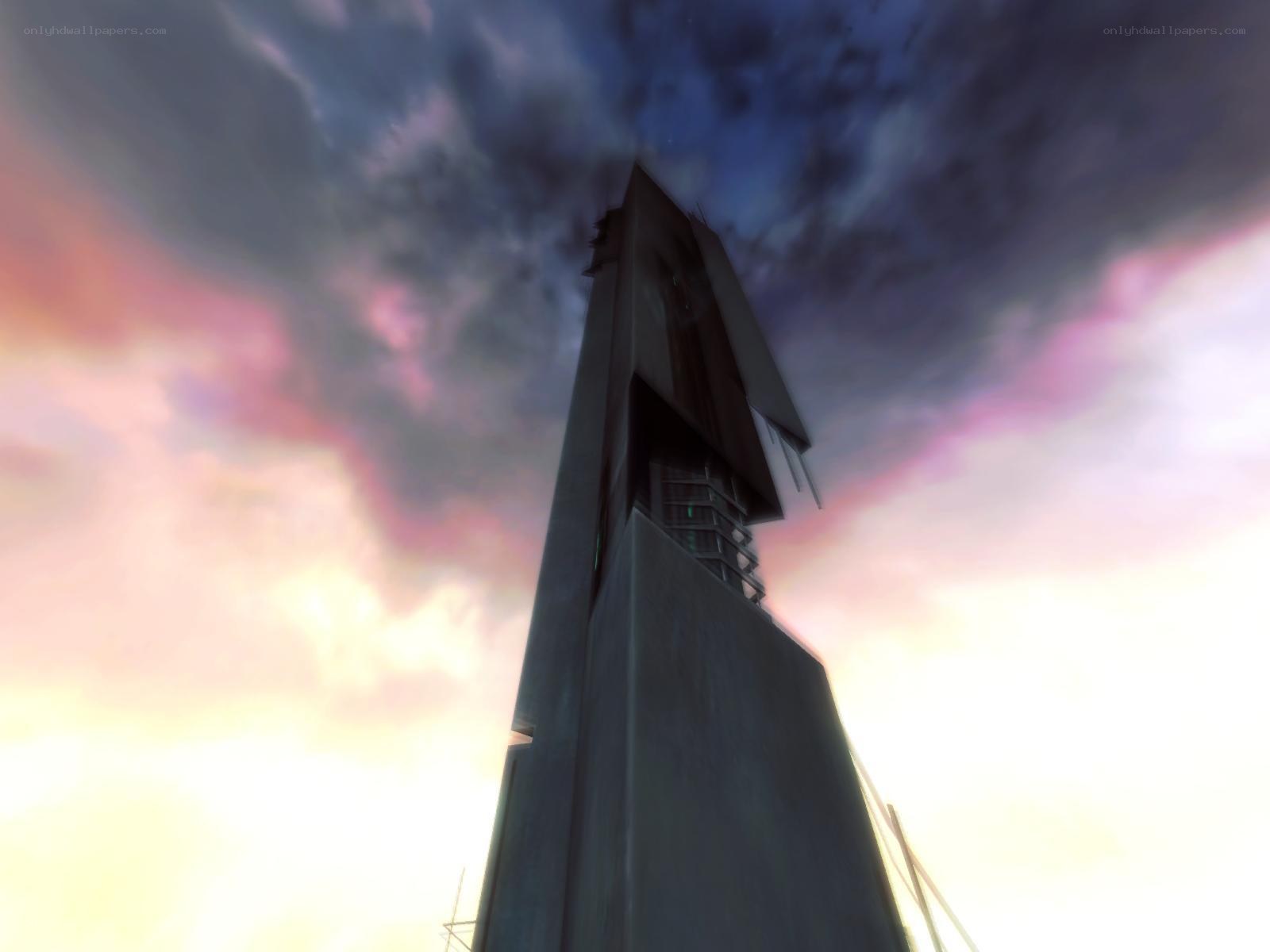 tall tower at sunset