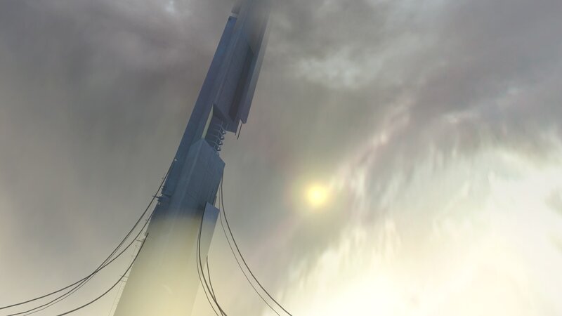 tall tower in cloudy sky