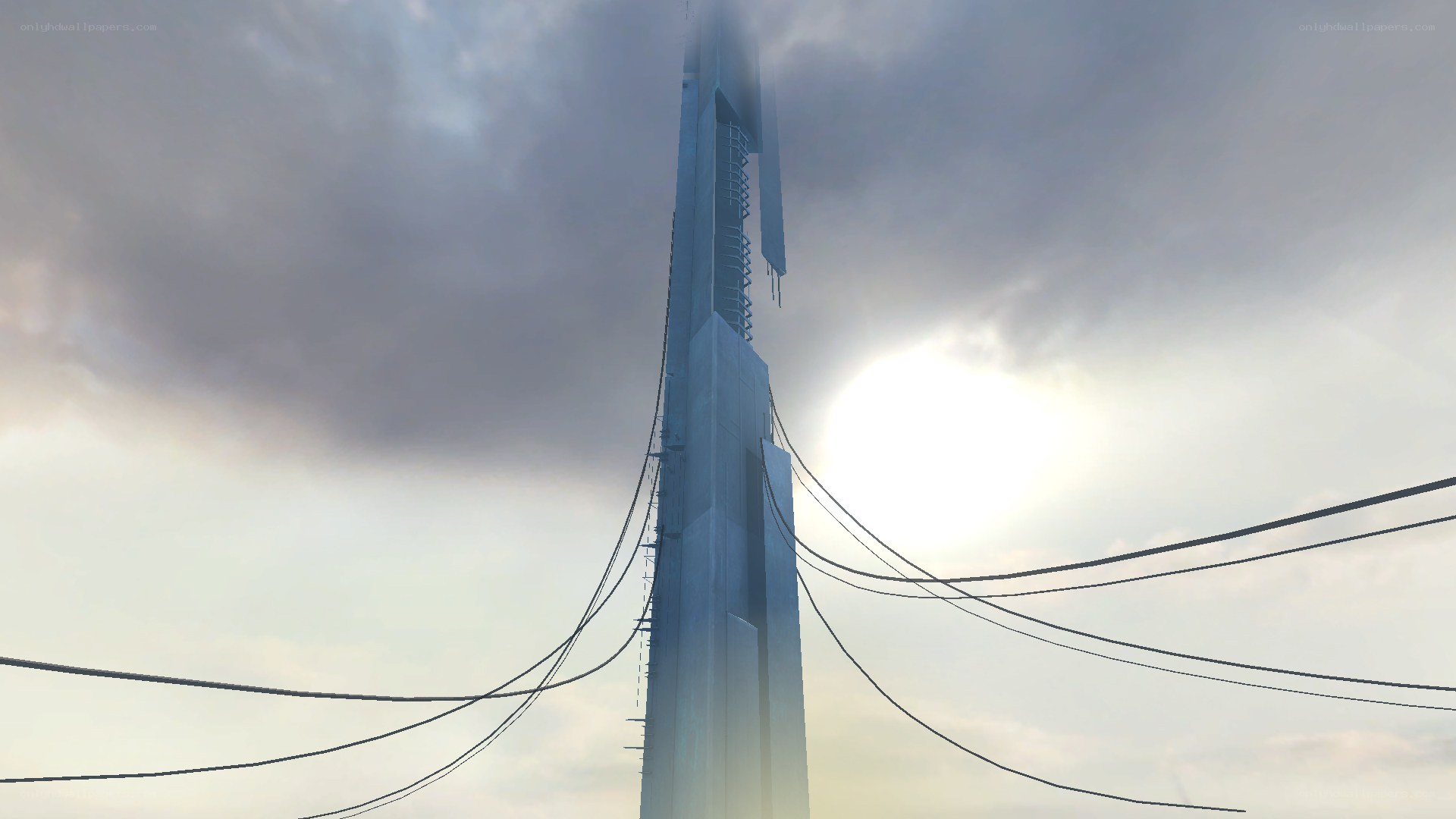 tall tower with cables