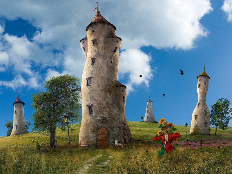 Tall Twisted Towers — Blue, Whimsical