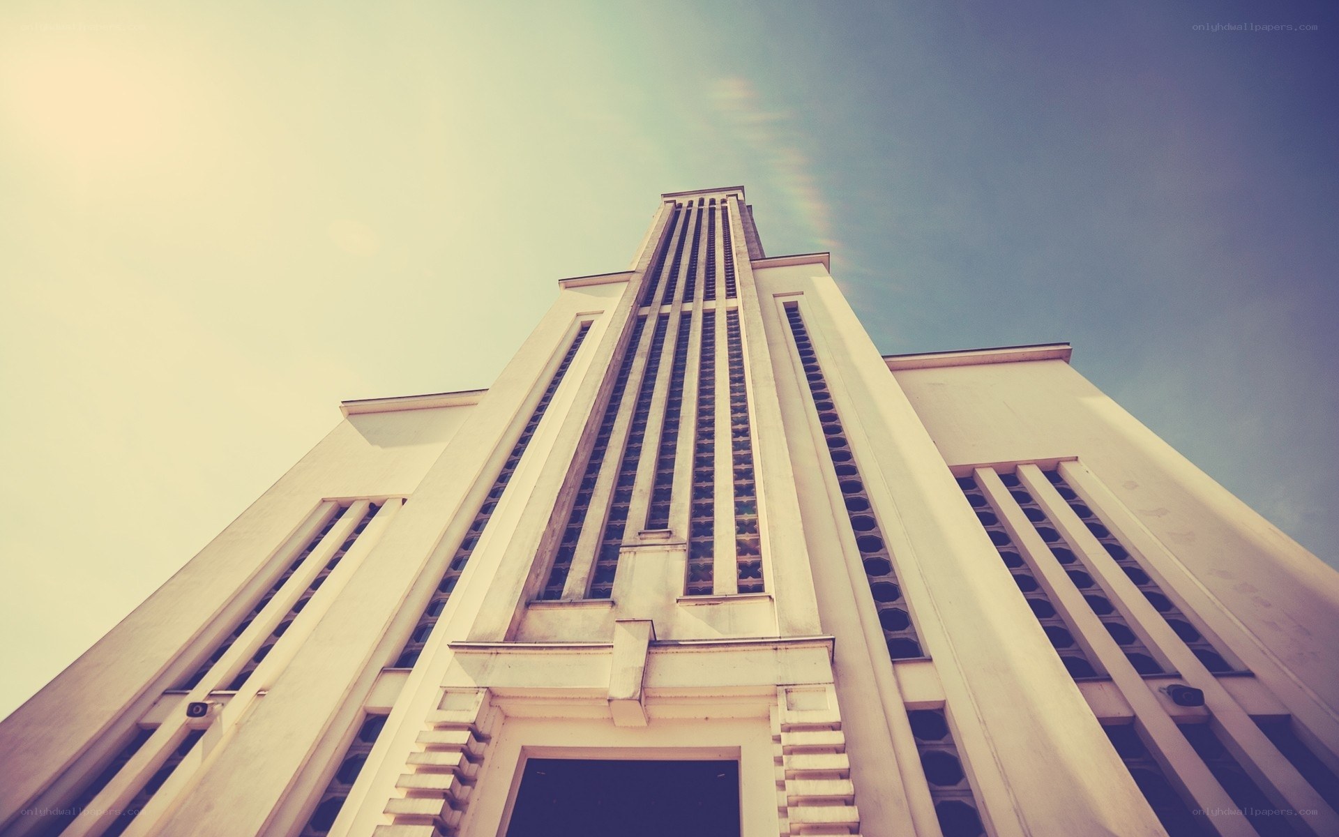 tall white church tower
